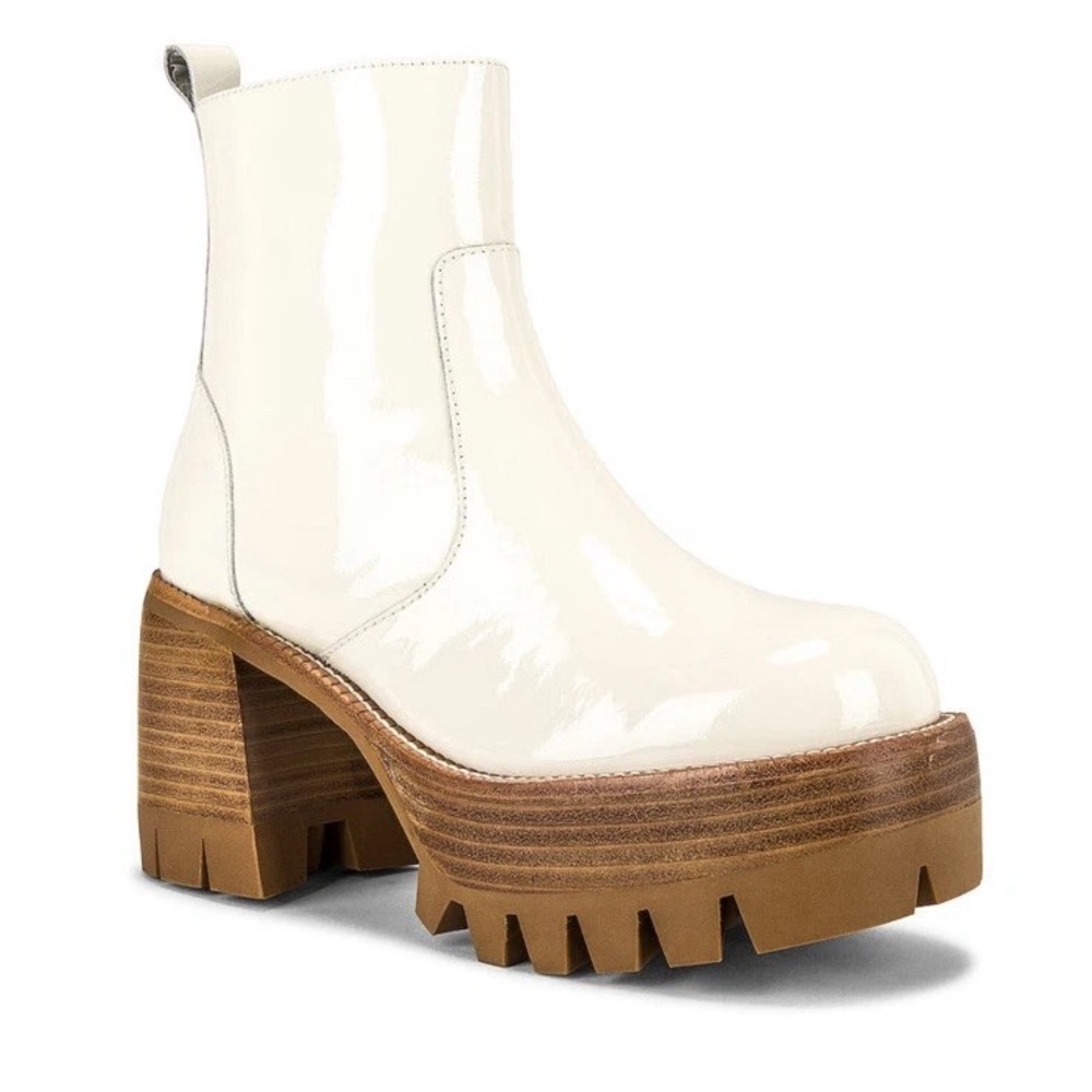 Jeffrey Campbell Quavo Platform Boots Patent Leather Cream (Sz 6)